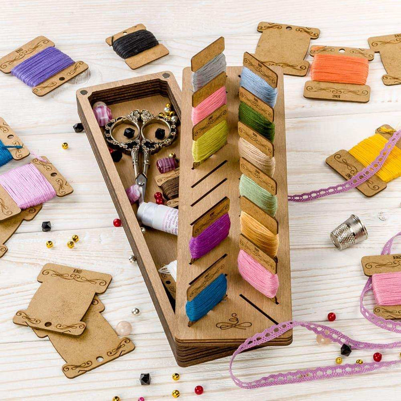 Storage Box for handcraft and 28 bobbins included Wonderland Crafts Organizer Box - HobbyJobby