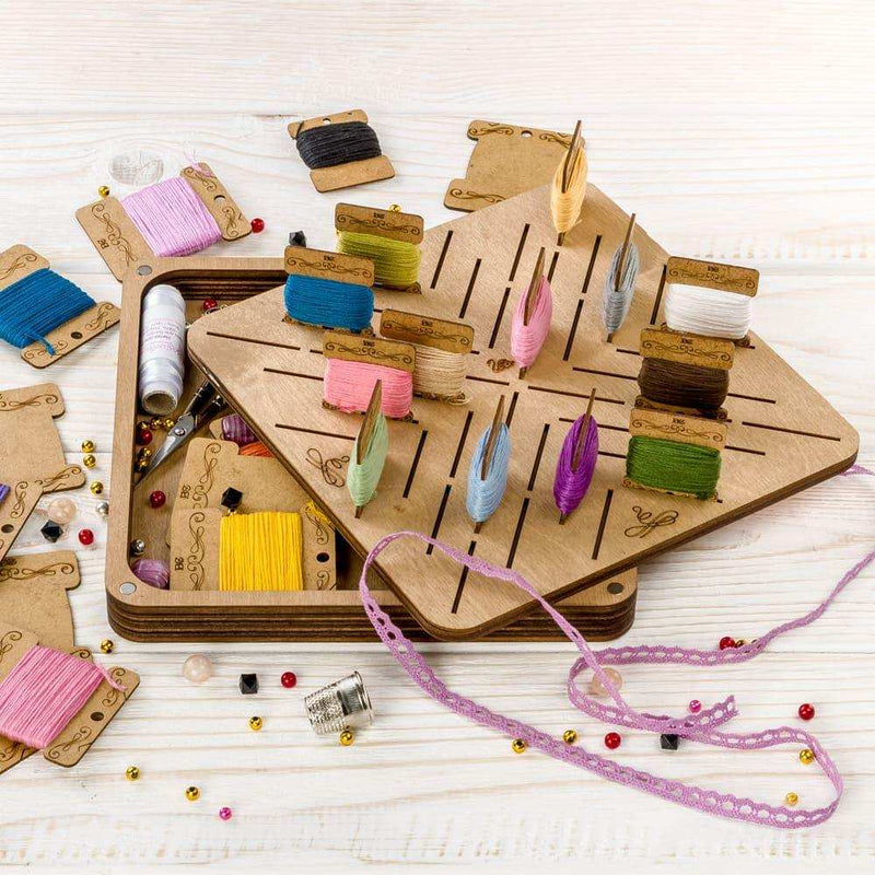 Storage Box for handcraft with 46 bobbins Wonderland Crafts Organizer Box - HobbyJobby