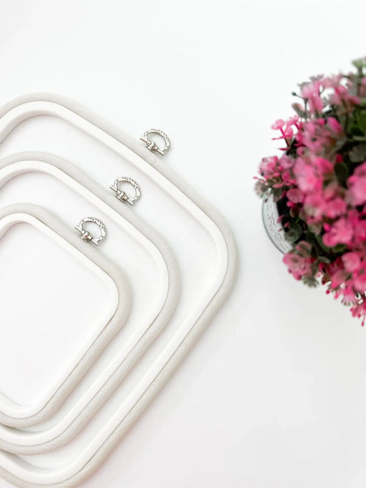 White Square Embroidery Hoop - Nurge Flexible Cross Stitch Hoop Nurge Hoops - HobbyJobby