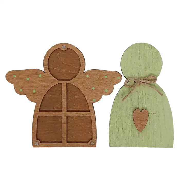WOODEN BOX FOR BEADS. GREEN ANGEL KF027/100G