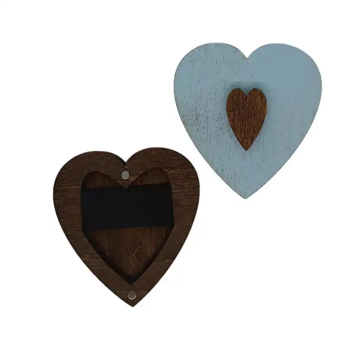 WOODEN NEEDLE CASE. BLUE HEART KF056/100B
