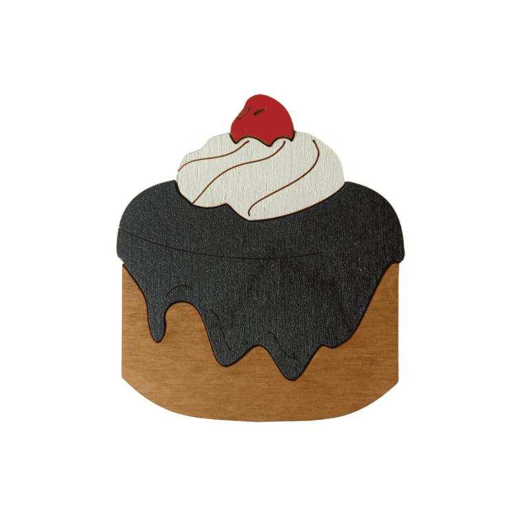 Wooden needle case "Cake with cherry" HobbyJobby Needle Cases - HobbyJobby