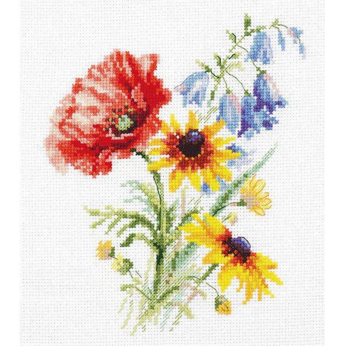 Alisa Cross Stitch Kit - Bouquet With Poppy Alisa Cross Stitch Kits - HobbyJobby