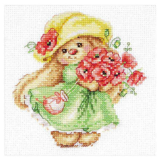 Alisa Cross Stitch Kit - "Bunny Mi With Poppies" Alisa Cross Stitch Kits - HobbyJobby