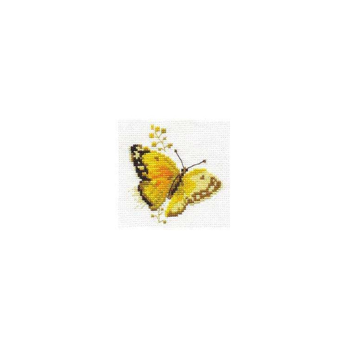 Alisa Cross Stitch Kit - Colourful Butterflies - Yellow Alisa Cross Stitch Kits - HobbyJobby