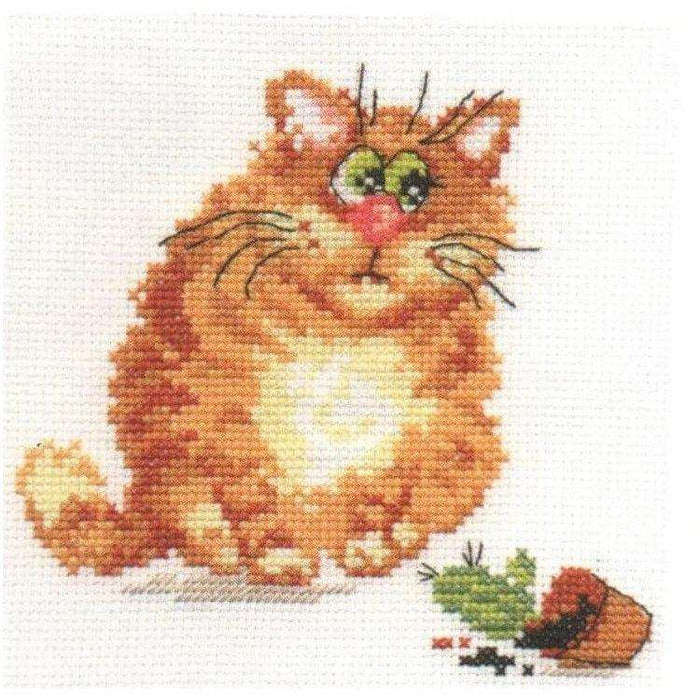 Alisa Cross Stitch Kit - Mischievous Cat Alisa Cross Stitch Kits - HobbyJobby