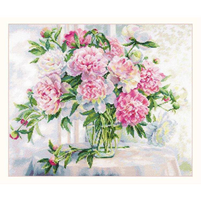 Alisa Cross Stitch Kit - Peonies By The Window Alisa Cross Stitch Kits - HobbyJobby