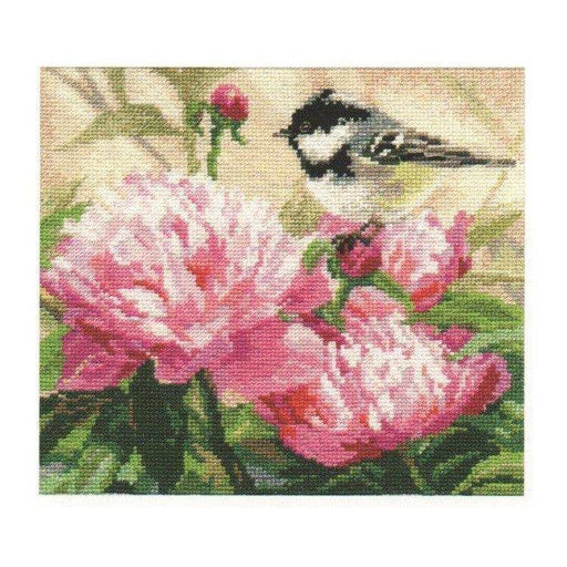 Alisa Cross Stitch Kit - Titmouse And Peonies Alisa Cross Stitch Kits - HobbyJobby