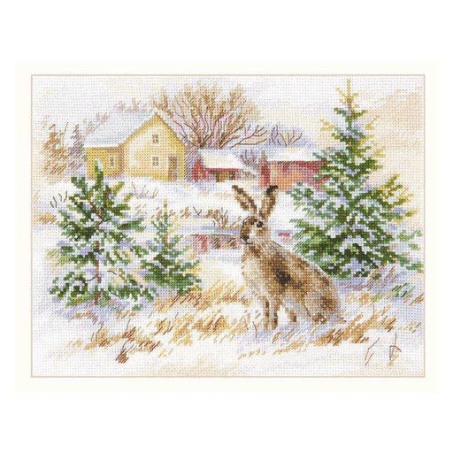Alisa Cross Stitch Kit - Winter Day. Brown Hare Alisa Cross Stitch Kits - HobbyJobby