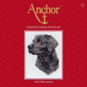 Cross Stitch Kit Anchor - Black Labrador Cross Stitch Kits - HobbyJobby