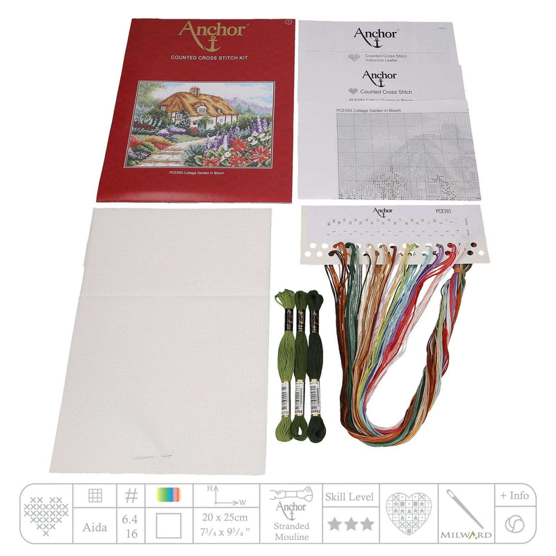 Cross Stitch Kit Anchor - Cottage Garden In Bloom Cross Stitch Kits - HobbyJobby