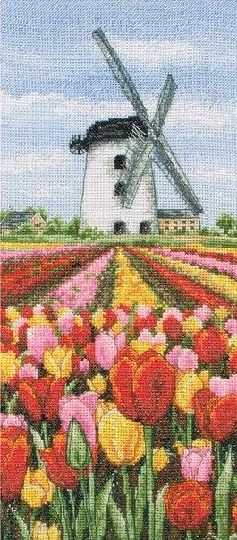 Cross Stitch Kit Anchor - Dutch Tulips Landscape Cross Stitch Kits - HobbyJobby