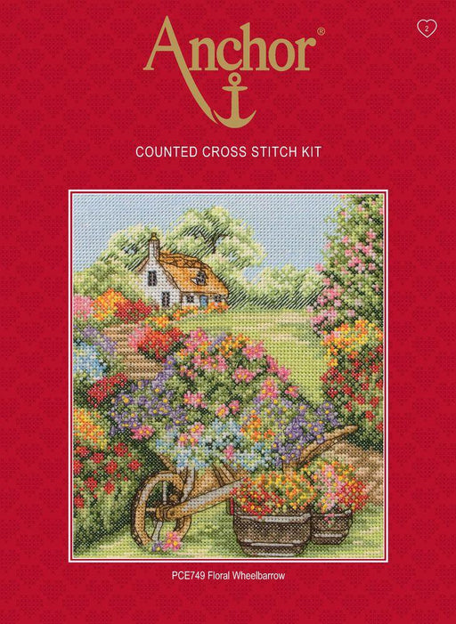 Cross Stitch Kit Anchor - Floral Wheelbarrow Cross Stitch Kits - HobbyJobby