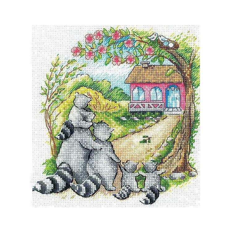 Cross Stitch Kit Andriana - N-31, NEW DWELLING. RACOONS Andriana Cross Stitch Kits - HobbyJobby