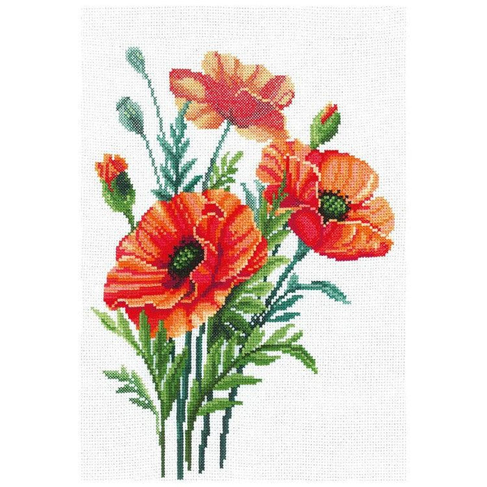 Cross Stitch Kit Andriana - Poppy flowers, M-34 Andriana Cross Stitch Kits - HobbyJobby