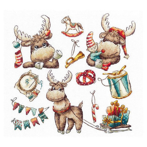 Cross Stitch Kit Andriana - Sampler holiday elk, S-63 Andriana Cross Stitch Kits - HobbyJobby