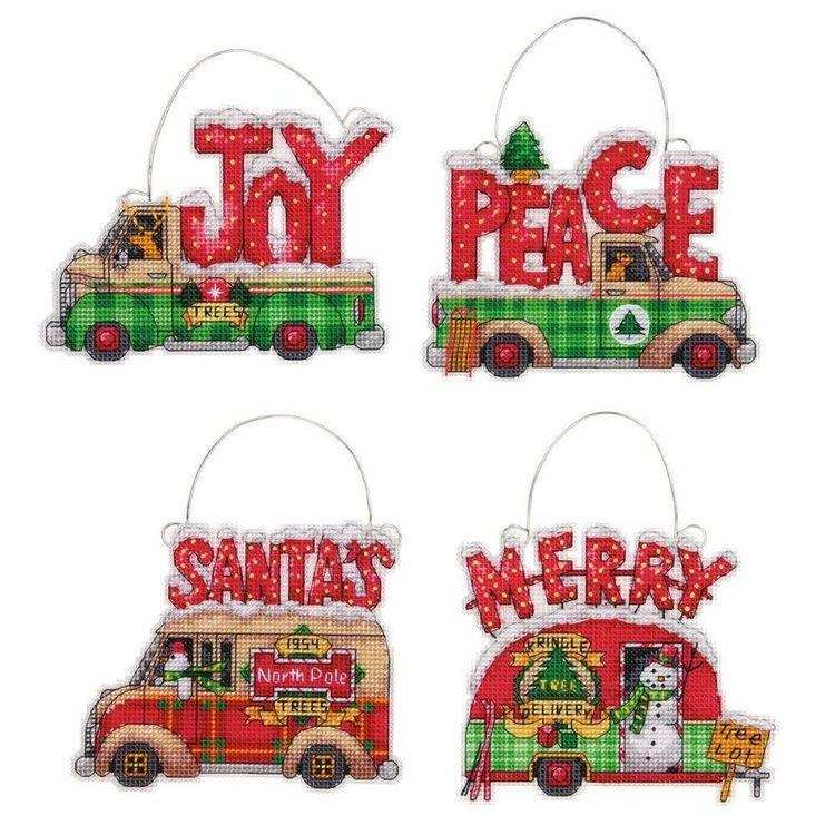 Cross Stitch Kit Dimensions - Holiday Truck Ornaments, D70-08974 Dimensions Cross Stitch Kits - HobbyJobby