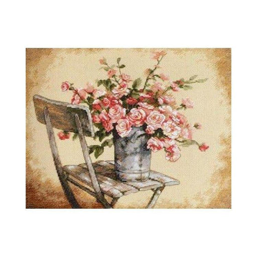 Cross Stitch Kit Dimensions - Roses on White Chair, D35187 Dimensions Cross Stitch Kits - HobbyJobby