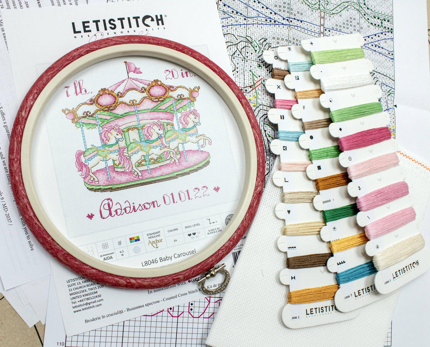 Cross Stitch Kit LetiStitch - Baby Carousel Cross Stitch Kits - HobbyJobby