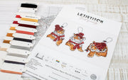 Cross Stitch Kit LetiStitch - Christmas Tigers Toys kit of 3 pieces - HobbyJobby