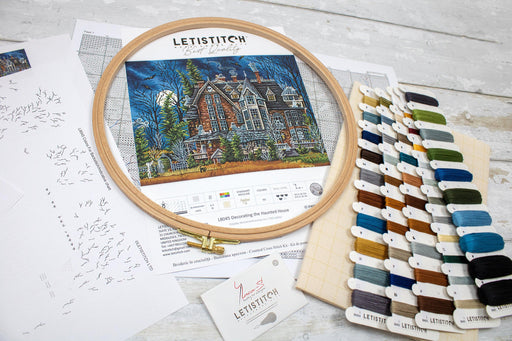 Cross Stitch Kit LetiStitch - Decorating the Haunted House Cross Stitch Kits - HobbyJobby