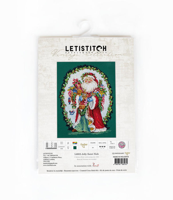 Cross Stitch Kit LetiStitch - Jolly Saint Nick - HobbyJobby