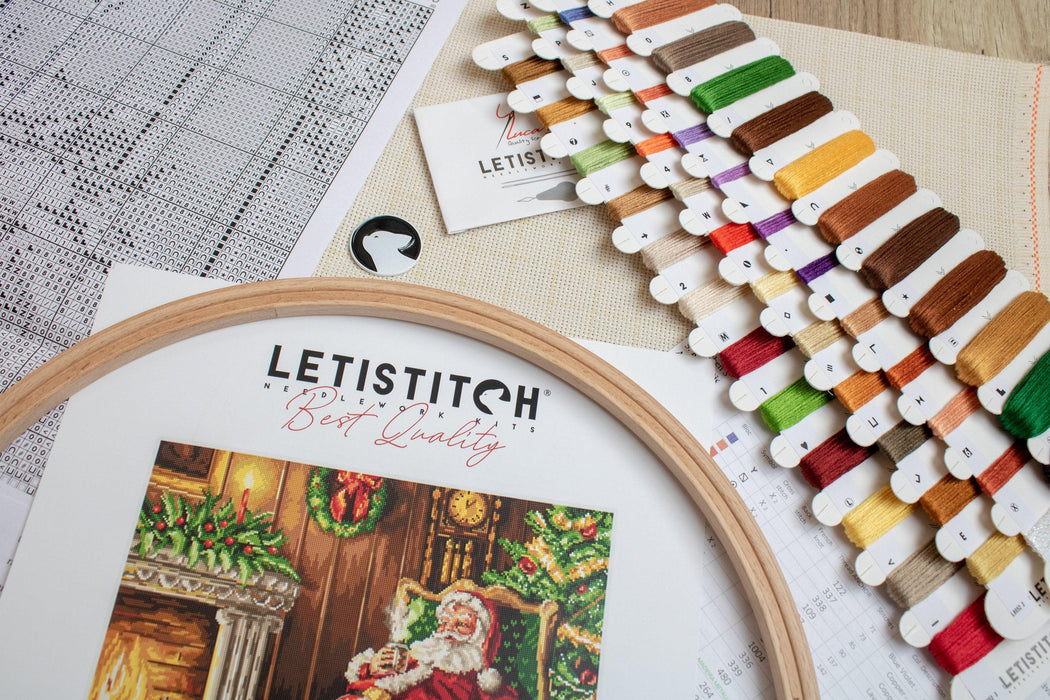 Cross Stitch Kit LetiStitch - Santa's rest by the chimney Cross Stitch Kits - HobbyJobby