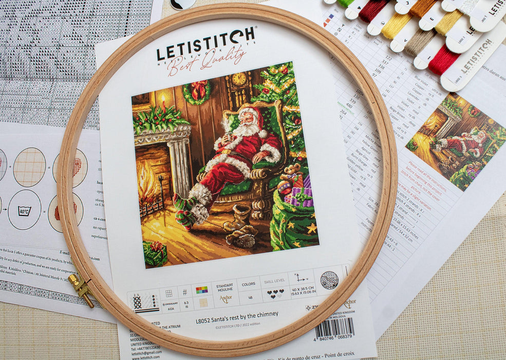 Cross Stitch Kit LetiStitch - Santa's rest by the chimney Cross Stitch Kits - HobbyJobby