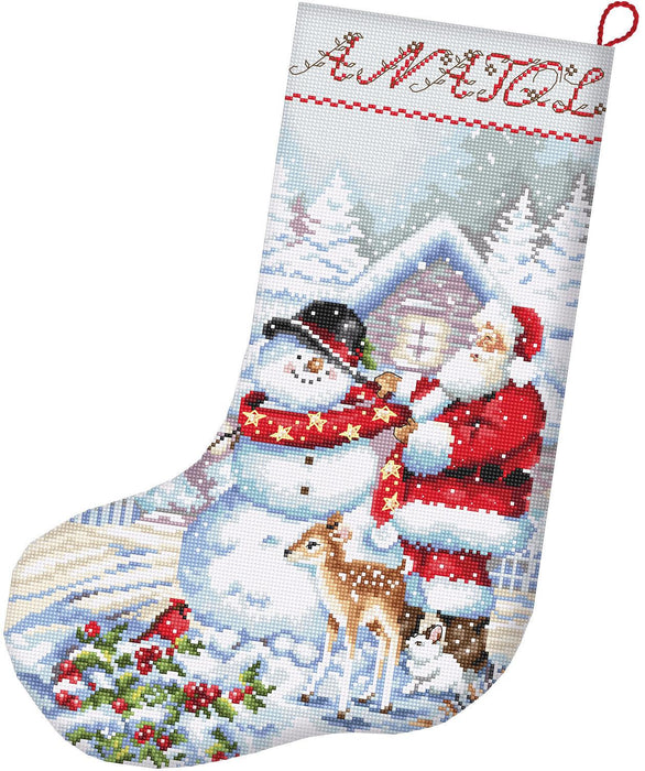 Cross Stitch Kit LetiStitch - Snowman and Santa Stocking - HobbyJobby