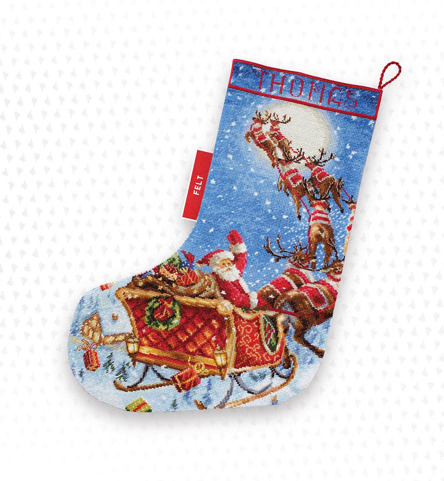 Cross Stitch Kit LetiStitch Stocking - The Reindeers on it's way! - HobbyJobby