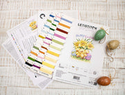 Cross Stitch Kit LetiStitch - Three Chicks with Daffodils and Egg Cross Stitch Kits - HobbyJobby