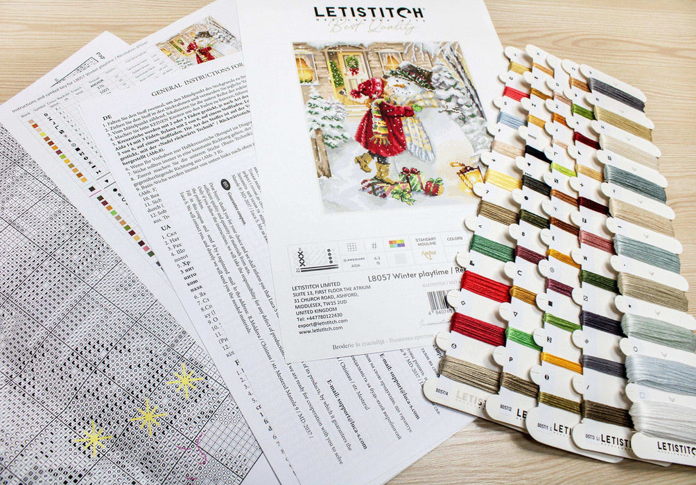 Cross Stitch Kit LetiStitch - Winter playtime Cross Stitch Kits - HobbyJobby