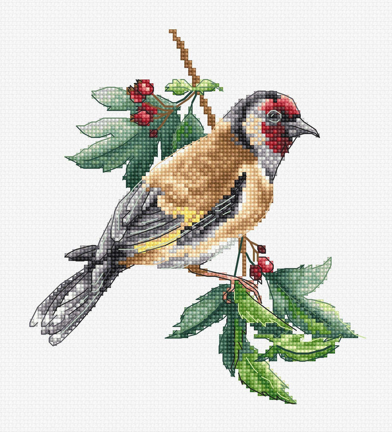 Cross Stitch Kit Luca-S - B1197 Goldfinch bird Cross Stitch Kits - HobbyJobby
