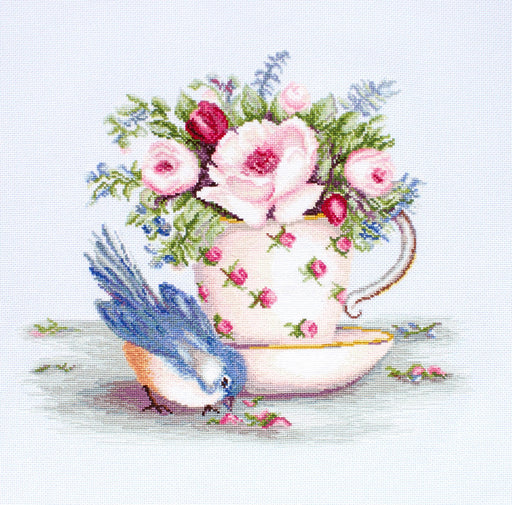 Cross Stitch Kit Luca-S - Bird in Tea Cup, BA2324 - HobbyJobby