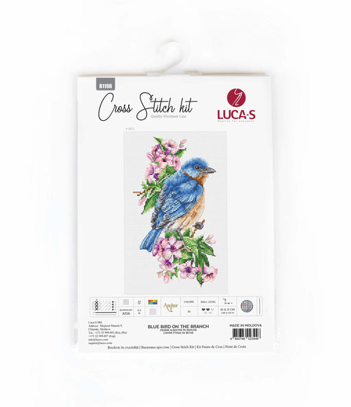 Cross Stitch Kit Luca-S - Blue bird on the branch, B1198 Cross Stitch Kits - HobbyJobby