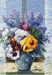 Cross Stitch Kit Luca-S - Bouquet with Pansies New - HobbyJobby