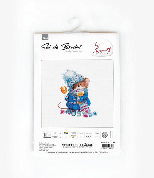 Cross Stitch Kit Luca-S - Christmas Mouse, B1168 - HobbyJobby