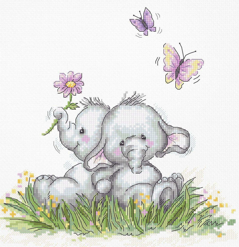 Cross Stitch Kit Luca-S -  Elephant Couple - HobbyJobby
