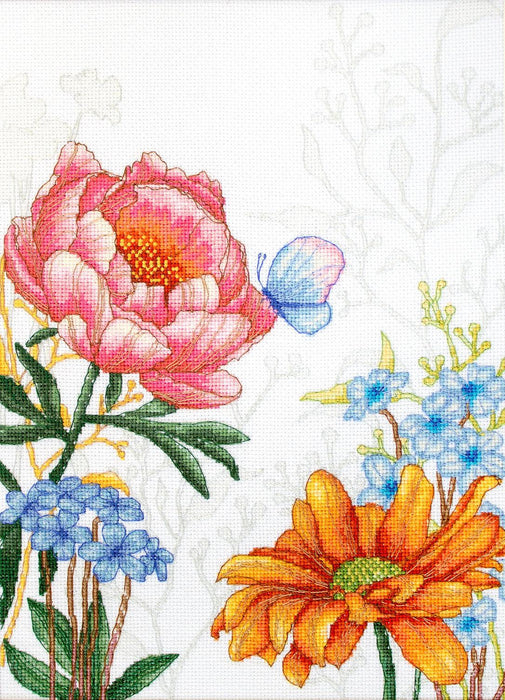Cross Stitch Kit Luca-S - Flowers and Butterflies, BU4019 - HobbyJobby
