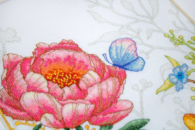 Cross Stitch Kit Luca-S - Flowers and Butterflies, BU4019 - HobbyJobby
