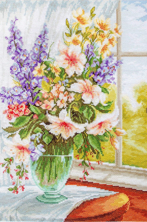 Cross Stitch Kit Luca-S - Flowers by the window, BU4015 - HobbyJobby