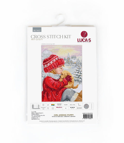 Cross Stitch Kit Luca-S - Girl Kissing Puppy, BU5027 Cross Stitch Kits - HobbyJobby