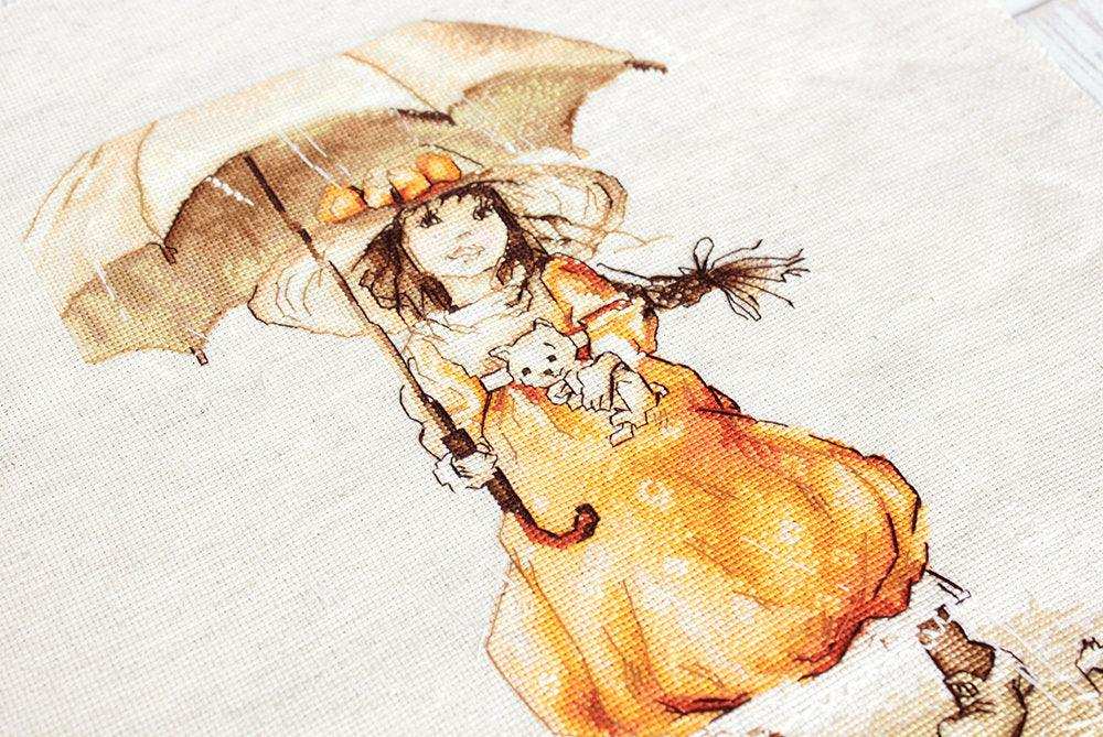 Cross Stitch Kit Luca-S - Girl with Umbrella, B1065 Cross Stitch Kits - HobbyJobby