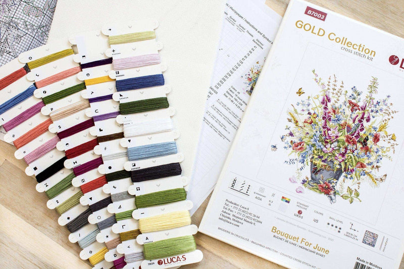 Cross Stitch Kit Luca-S Gold - Bouquet For June - HobbyJobby