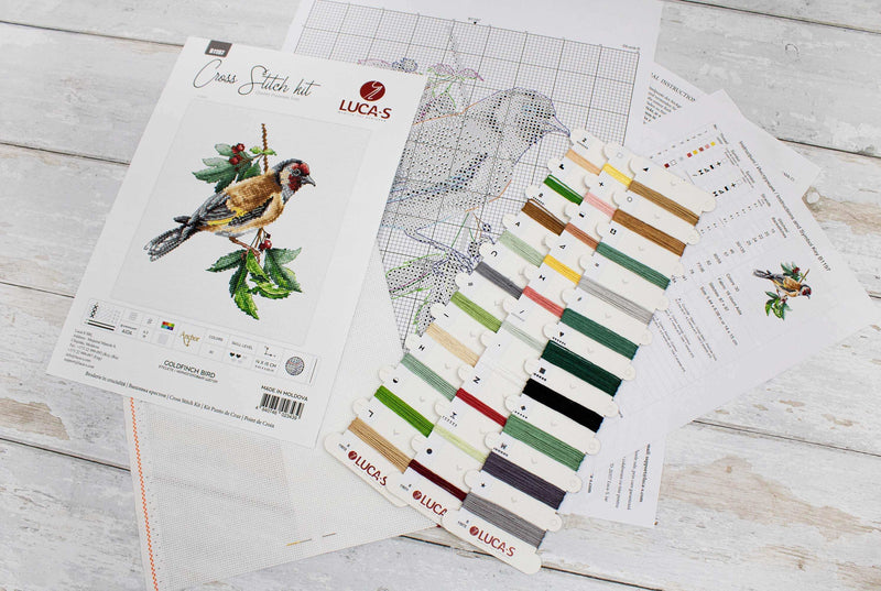 Cross Stitch Kit Luca-S - Goldfinch bird, B1197 Cross Stitch Kits - HobbyJobby