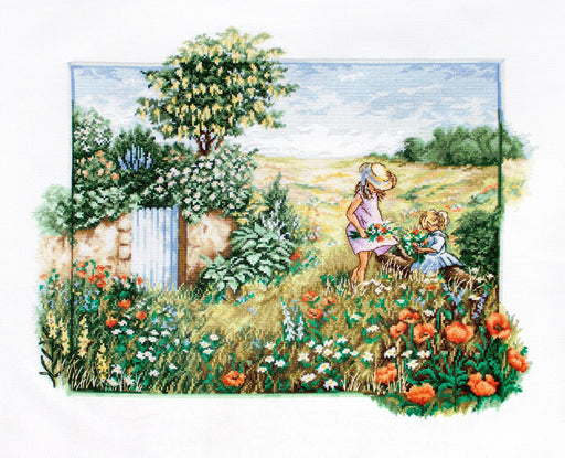 Cross Stitch Kit Luca-S - Landscape with poppies, BU4013 - HobbyJobby