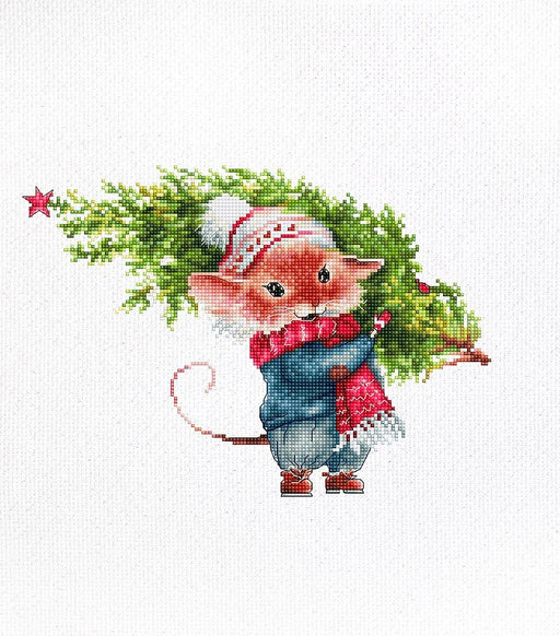 Cross Stitch Kit Luca-S - Mouse with Fir Tree, B1169 - HobbyJobby