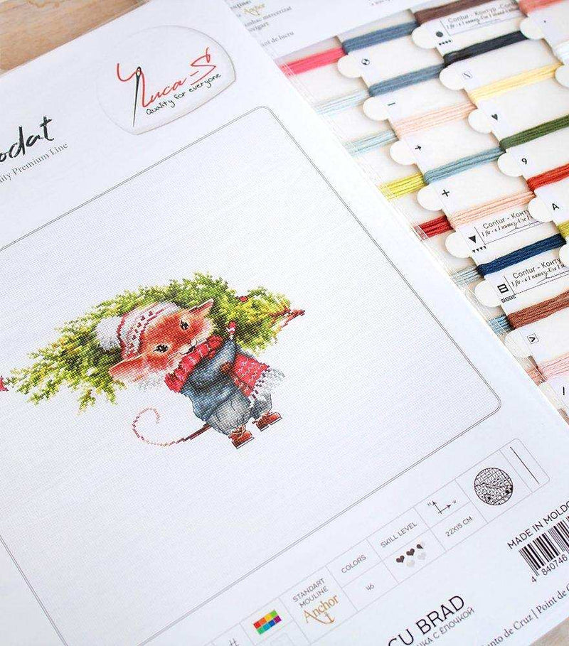 Cross Stitch Kit Luca-S - Mouse with Fir Tree, B1169 - HobbyJobby