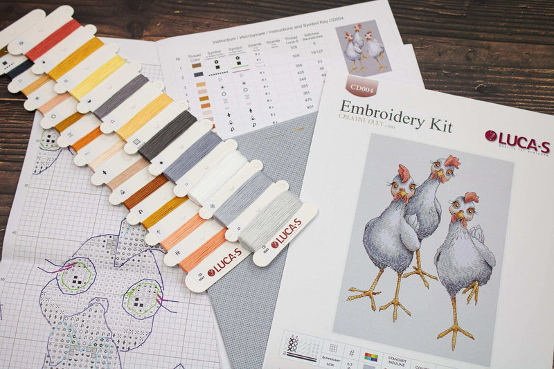 Cross Stitch Kit Luca-S - My chickens, CD004 Cross Stitch Kits - HobbyJobby