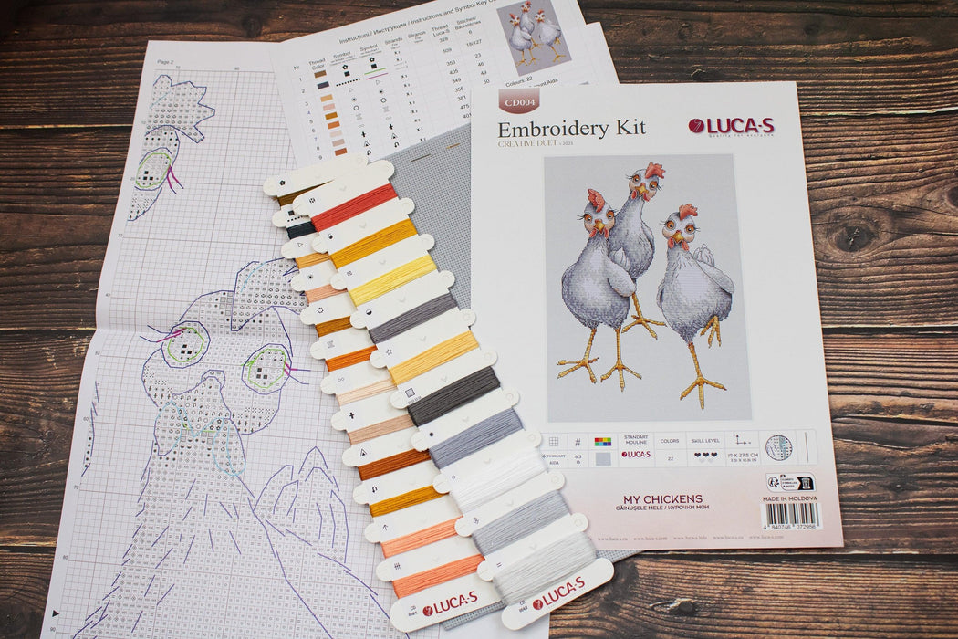 Cross Stitch Kit Luca-S - My chickens, CD004 Cross Stitch Kits - HobbyJobby
